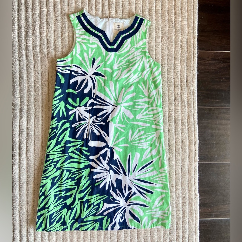 Lands’ End cotton poplin sheath dress, Girls size 8, EUC